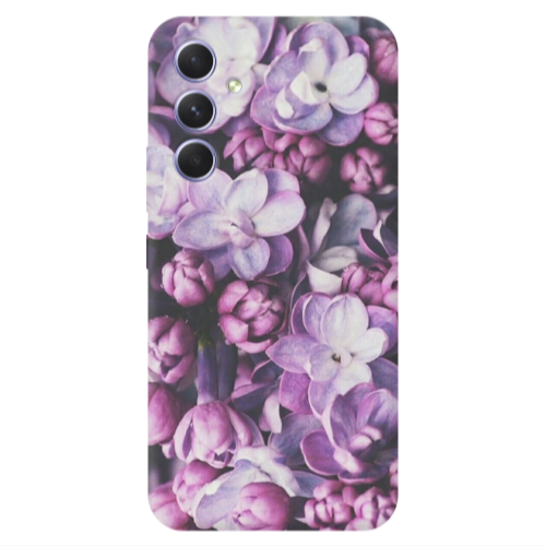 Samsung A55 Purple Flowers Transparent Silicone TPU Θήκη