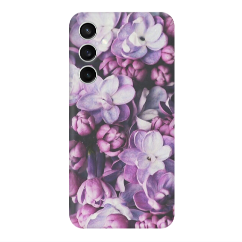 Samsung S24 FE Purple Flowers Transparent Silicone TPU Θήκη
