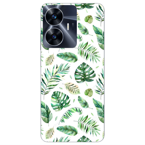 Realme Note 50 Green laves 2 Transparent Silicone TPU Θήκη