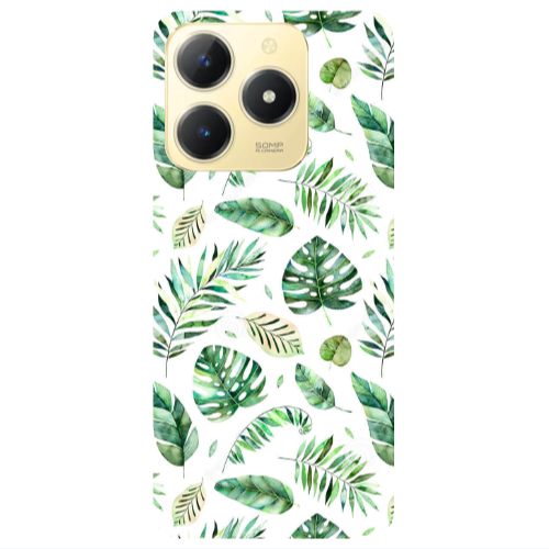 Realme C61 Green laves 2 Transparent Silicone TPU Θήκη