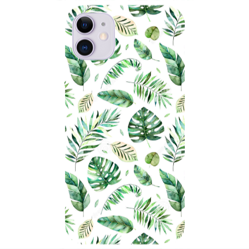 Apple iPhone 11  Green laves 2 Transparent Silicone TPU Θήκη