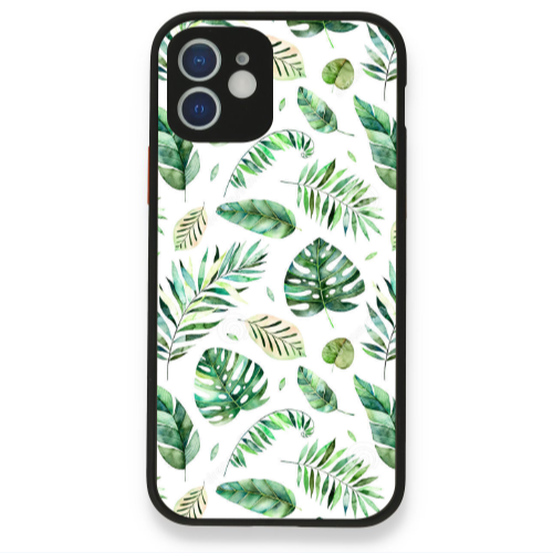 Apple iPhone 12 Green laves 2 Black Glossy Θήκη