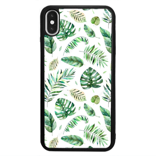 Apple iPhone X Green laves 2 Black Glossy Θήκη