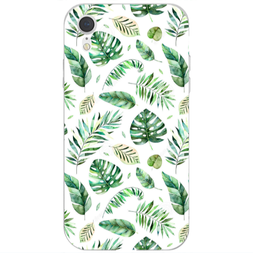 Apple iPhone Xr Green laves 2 Transparent Silicone TPU Θήκη