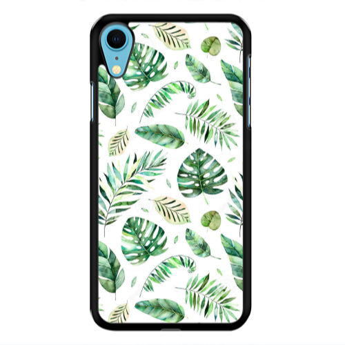 Apple iPhone Xr Green laves 2 Black Glossy Θήκη