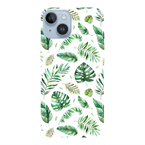 Apple iPhone 14  Green laves 2 Transparent Silicone TPU Θήκη