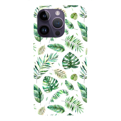 Apple iPhone 14 Pro Max Green laves 2 Transparent Silicone TPU Θήκη