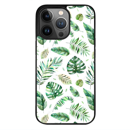 Apple iPhone 12 Pro Green laves 2 Black Glossy Θήκη