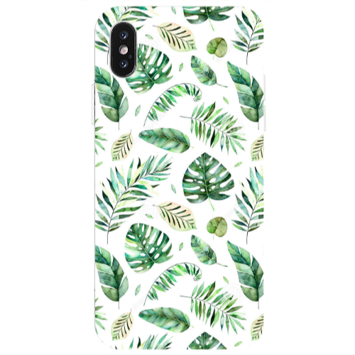 Apple iPhone Xs Max Green laves 2 Transparent Silicone TPU Θήκη