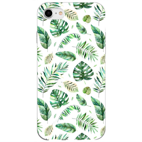 Apple iPhone 7 Green laves 2 Transparent Silicone TPU Θήκη
