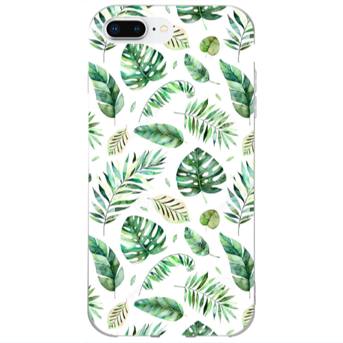 Apple iPhone 7 Plus Green laves 2 Transparent Silicone TPU Θήκη