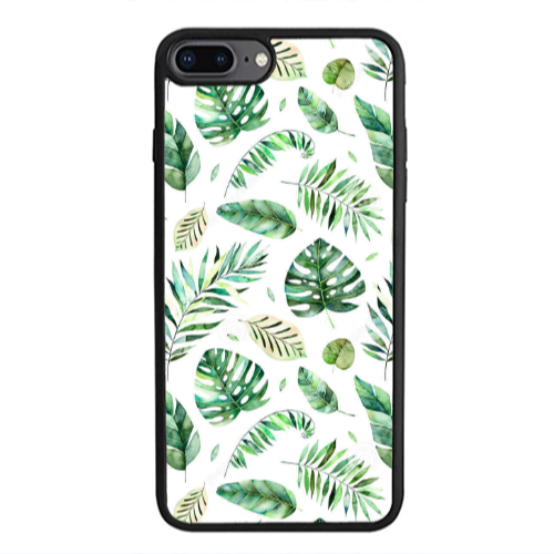 Apple iPhone 7 Plus Green laves 2 Black Glossy Θήκη