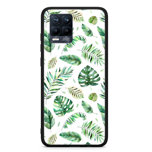 Realme 8  Green laves 2 Black Glossy Θήκη