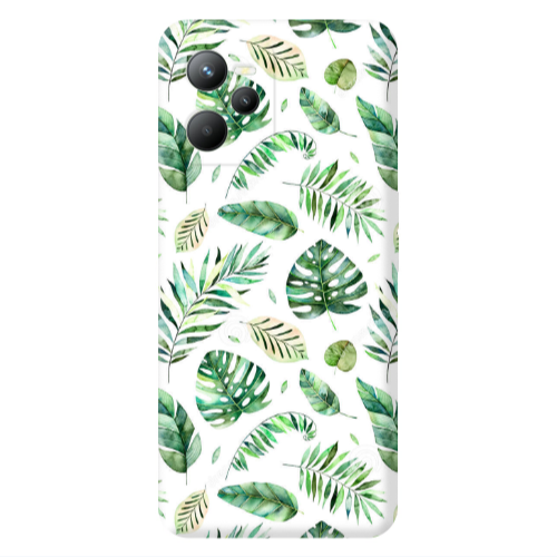 Realme C35 Green laves 2 Transparent Silicone TPU Θήκη