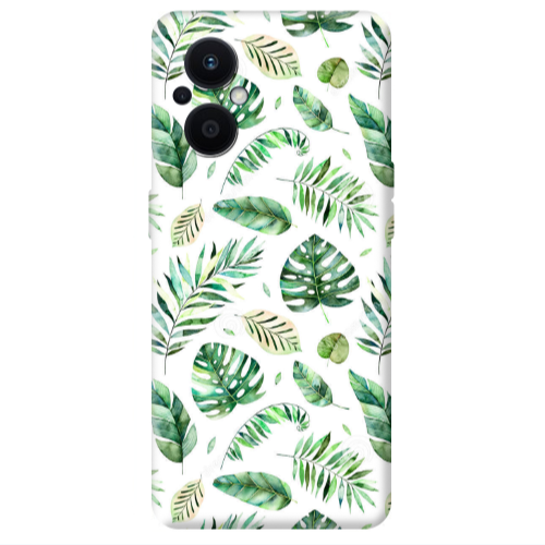 Oppo Reno 7 Lite Green laves 2 Transparent Silicone TPU Θήκη