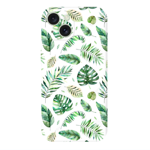 Apple iPhone 15 Green laves 2 Transparent Silicone TPU Θήκη