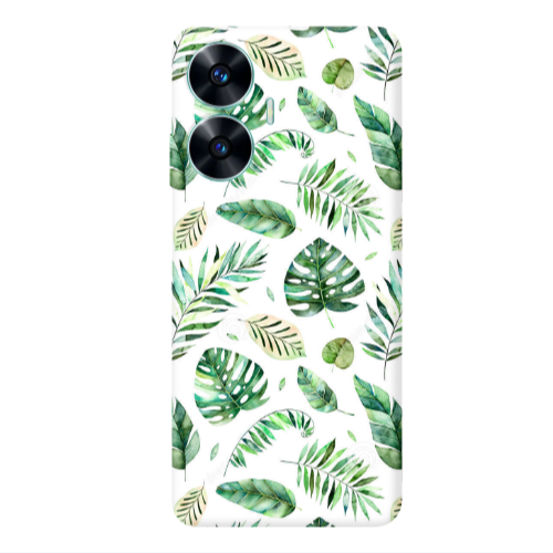 Realme C55 Green laves 2 Transparent Silicone TPU Θήκη