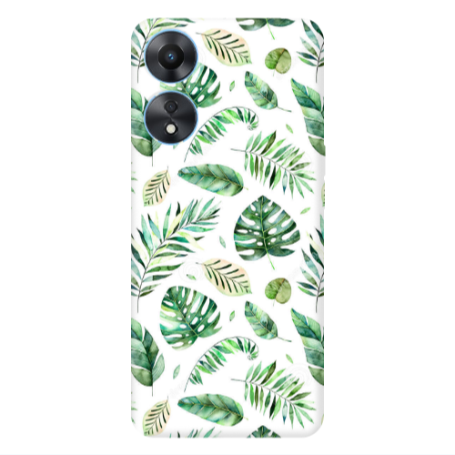 Oppo A 98 Green laves 2 Transparent Silicone TPU Θήκη