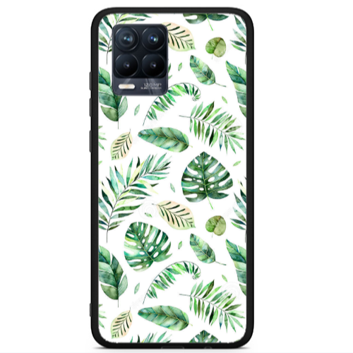 Realme 8 i Green laves 2 Black Glossy Θήκη