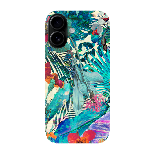 Apple Iphone 16 plus Blue laves tropical Transparent Silicone TPU Θήκη