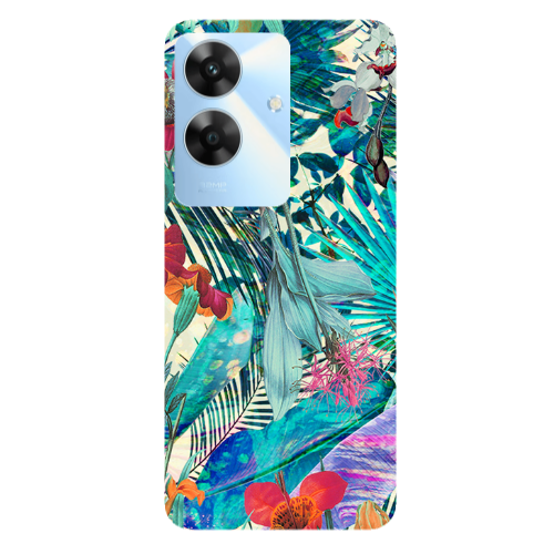 Realme Note 60 Blue laves tropical Transparent Silicone TPU Θήκη