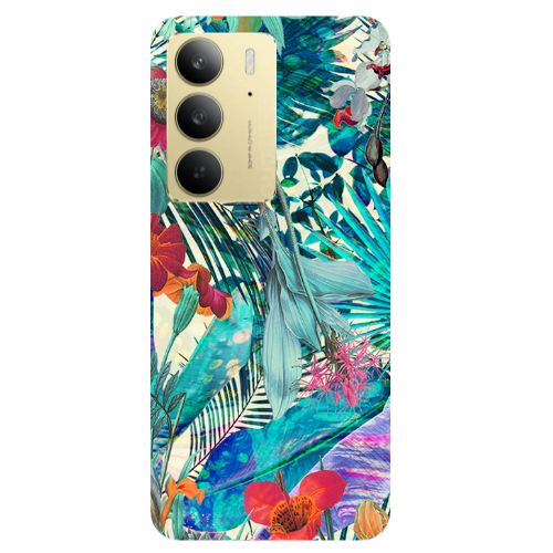 Realme C 75 Blue laves tropical Transparent Silicone TPU Θήκη