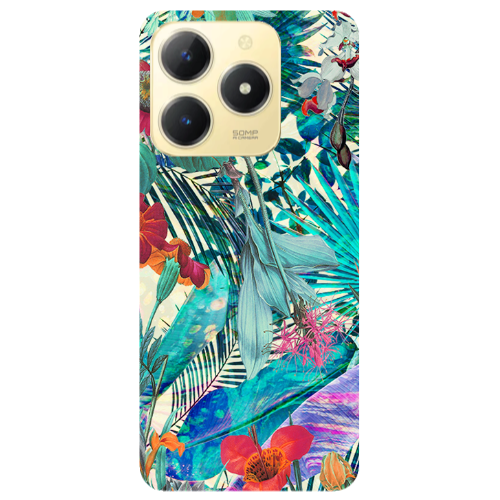 Realme C61 Blue laves tropical Transparent Silicone TPU Θήκη