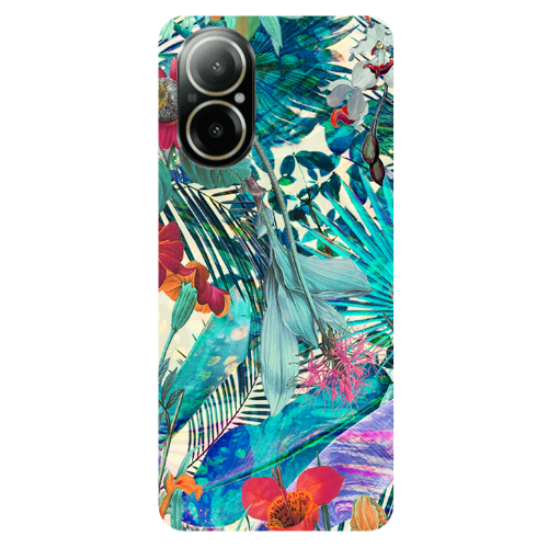 Realme C67 Blue laves tropical Transparent Silicone TPU Θήκη