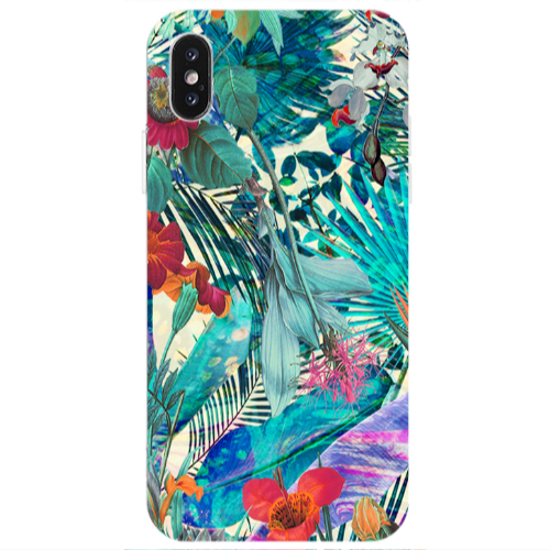 Apple iPhone X Blue laves tropical Transparent Silicone TPU Θήκη