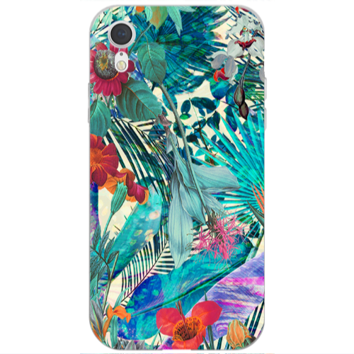 Apple iPhone Xr Blue laves tropical Transparent Silicone TPU Θήκη