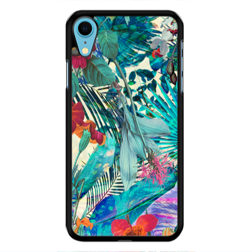 Apple iPhone Xr Blue laves tropical Black Glossy Θήκη