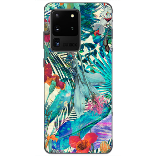 Samsung S20 Ultra Blue laves tropical Transparent Silicone TPU Θήκη