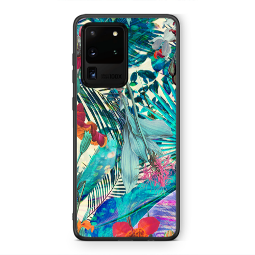 Samsung S20 Ultra Blue laves tropical Black Glossy Θήκη