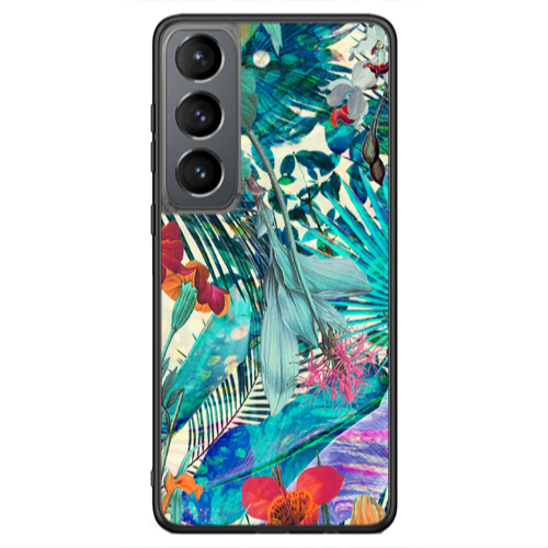 Samsung S21 Ultra Blue laves tropical Black Glossy Θήκη