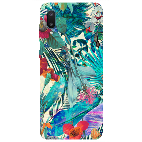 Samsung A02 Blue laves tropical Transparent Silicone TPU Θήκη