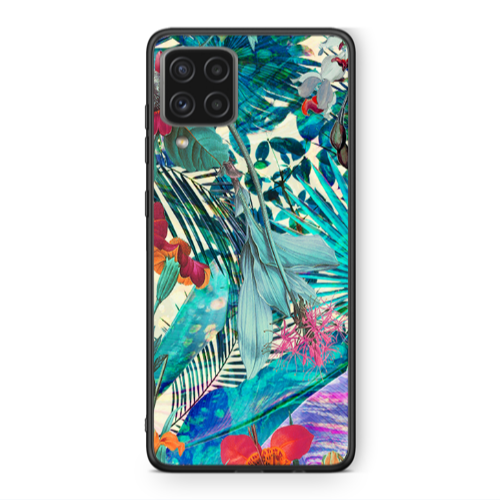 Samsung A22 4G Blue laves tropical Black Glossy Θήκη