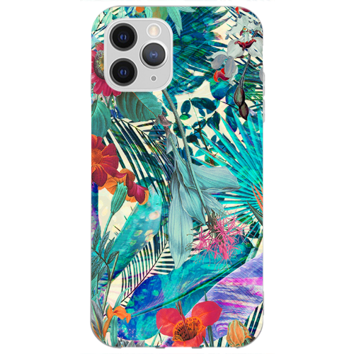 Apple iPhone 12 Pro Max Blue laves tropical Transparent Silicone TPU Θήκη