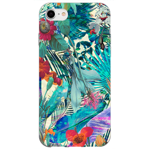 Apple iPhone 7 Blue laves tropical Transparent Silicone TPU Θήκη