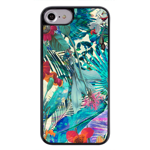 Apple iPhone 7 Blue laves tropical Black Glossy Θήκη