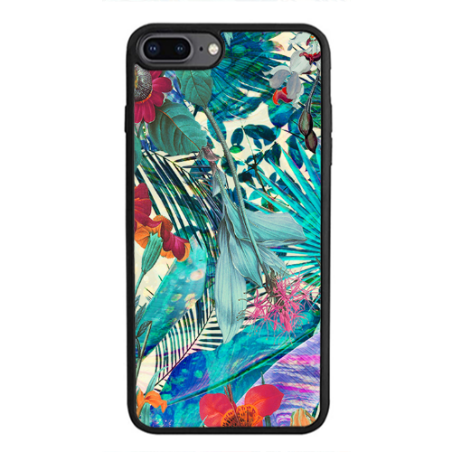 Apple iPhone 7 Plus Blue laves tropical Black Glossy Θήκη