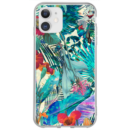Apple iPhone 12 Mini Blue laves tropical Transparent Silicone TPU Θήκη