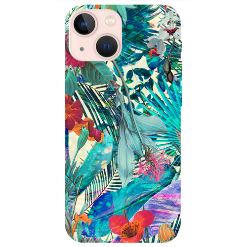 Apple iPhone 13 Mini Blue laves tropical Transparent Silicone TPU Θήκη