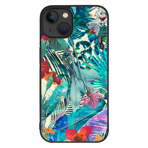 Apple iPhone 13 Mini Blue laves tropical Black Glossy Θήκη