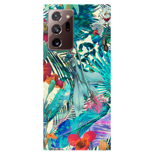 Samsung Note 20 Ultra Blue laves tropical Transparent Silicone TPU Θήκη