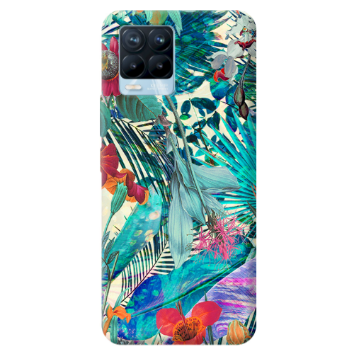 Realme 8 Pro Blue laves tropical Transparent Silicone TPU Θήκη