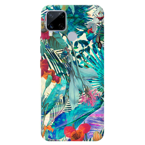 Realme C25 Blue laves tropical Transparent Silicone TPU Θήκη