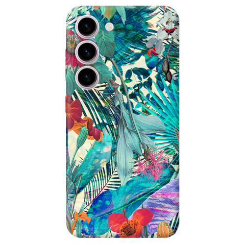 Samsung S23 Blue laves tropical Transparent Silicone TPU Θήκη