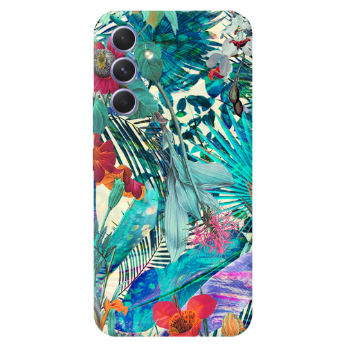 Samsung A54 Blue laves tropical Transparent Silicone TPU Θήκη