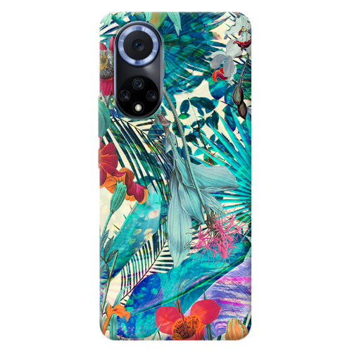 Huawei Nova 9 Blue laves tropical Transparent Silicone TPU Θήκη