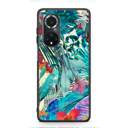 Huawei Nova 9 Blue laves tropical Black Glossy Θήκη